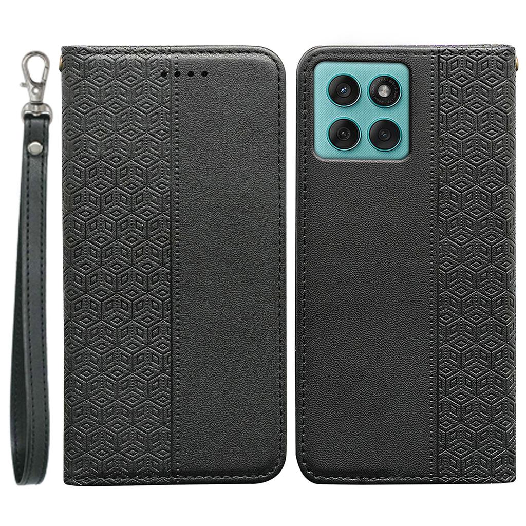 For Motorola Edge 60 Fusion 5G Wallet Phone Case Strong Magnetic Checkered Pattern Imprint Leather Flip Cover
