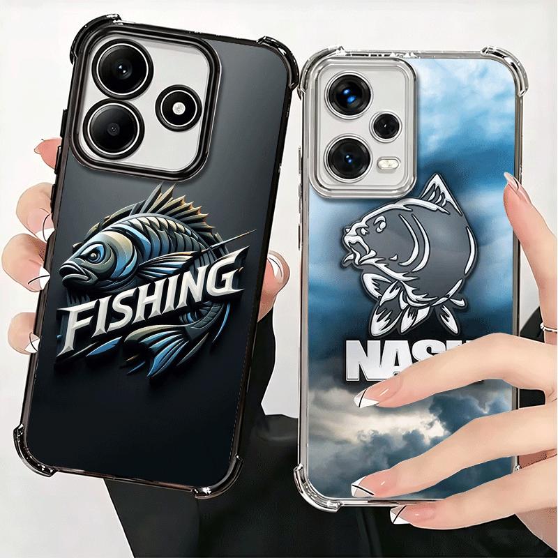 Nash Fishing Fish Mark Plating Phone Case For Xiaomi Redmi Note 14 15 Pro Plus 13 12 11 11S 11T 10 9S 9 5G Anti-Fall Airabag Cov