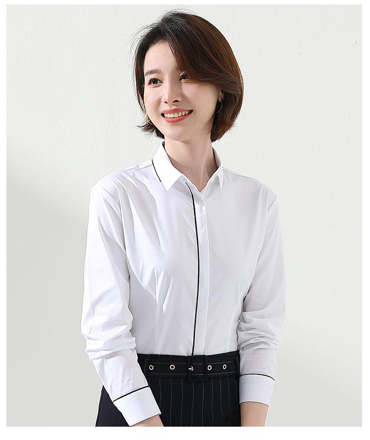 New Solid Color Collar Elegant Age Reducing Elastic Fashion Long Sleeve Shirt