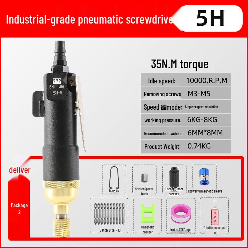 Industrial High-Torque Pneumatic Screwdriver for Woodworking with Hex Socket