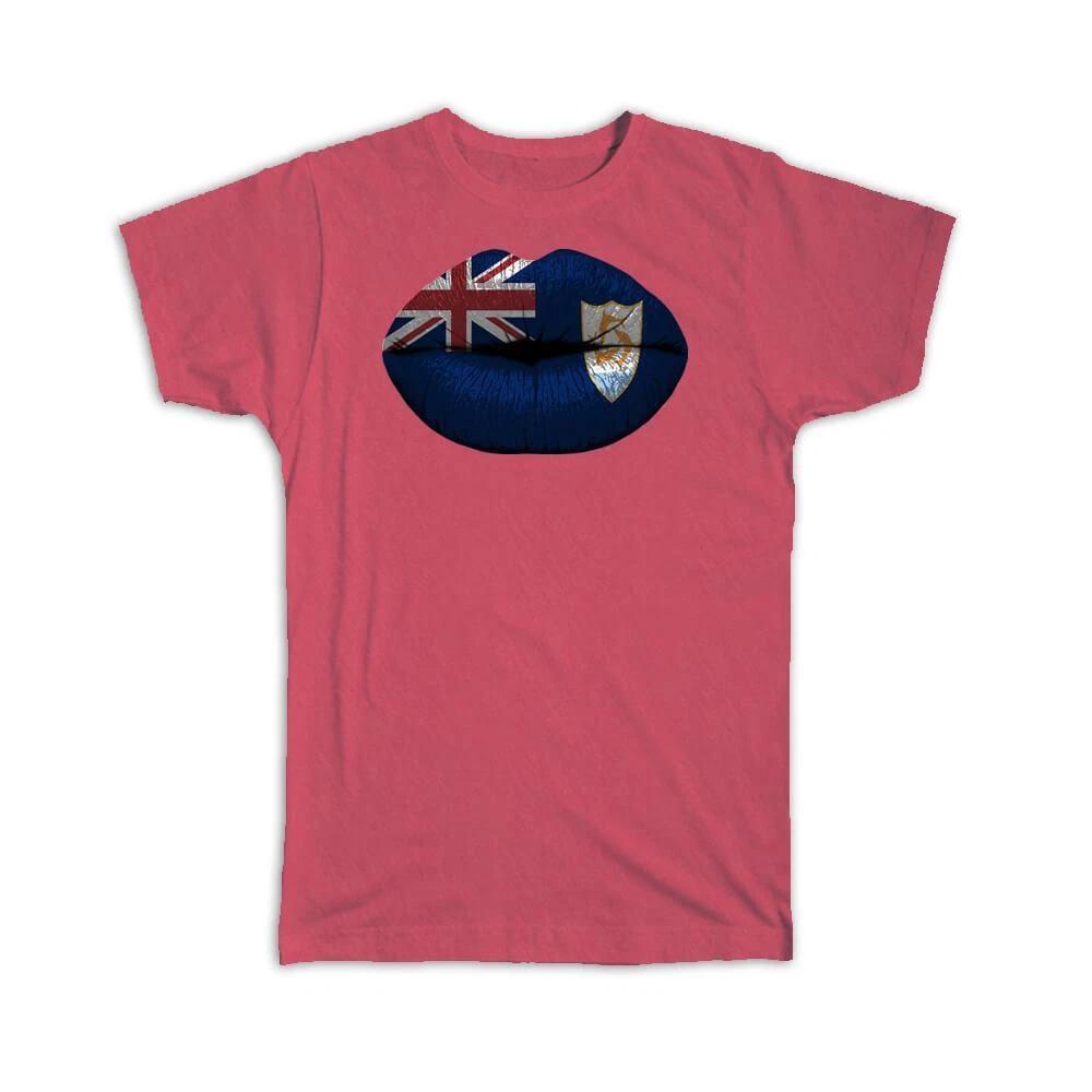 Gift T-Shirt : Lips Anguillan Flag Anguilla Expat Country For Her Woman Feminine