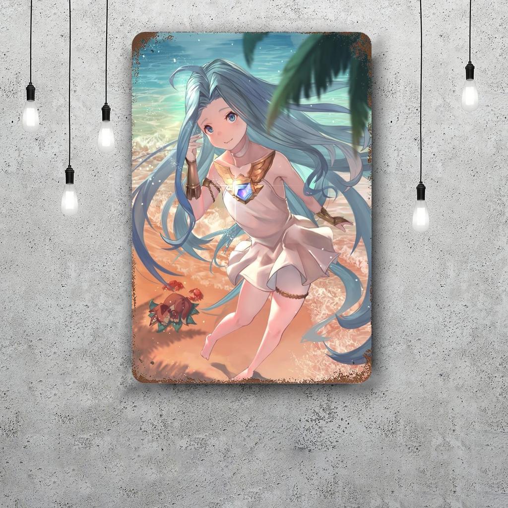Мультяшный плакат-декор Granblue Fantasy Винтажная жестяная табличка Металлическая табличка Декоративная табличка для паба Бара Мужской комнаты Клуба Настенное украшение