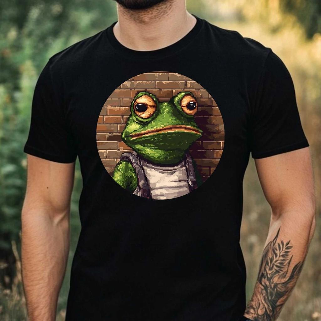 T-Shirt Herren Frosch als Pixel Art Motiv Baumwolle Größe XS bis 5XL
