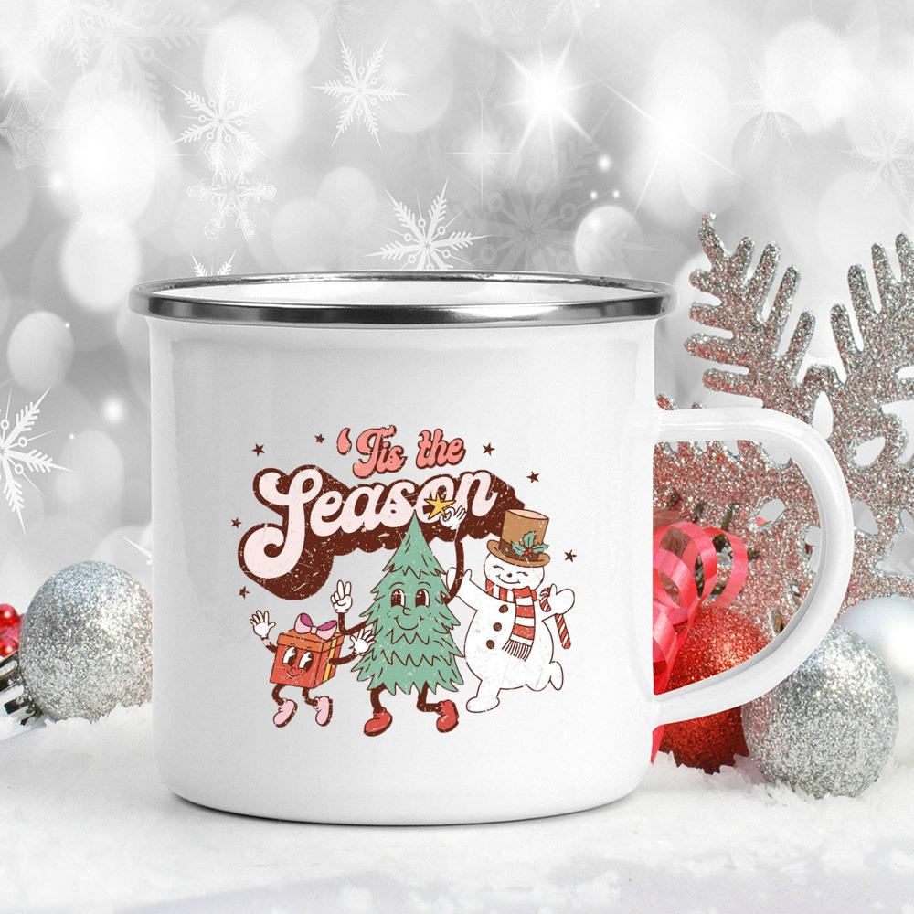 Это Сезон Рождественская Кружка Рождественская Эмаль Чашка Напиток Горячий Какао Сок Кружки Рождественская Вечеринка Напиток Чай Чашки Рождественский Праздничный Подарок