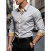 Мужская рубашка FGKKS Модный бренд Новая Пэчворк Длинный рукав Smart Casual Микроэластичная Мужская Белая Деловая рубашка Четыре сезона