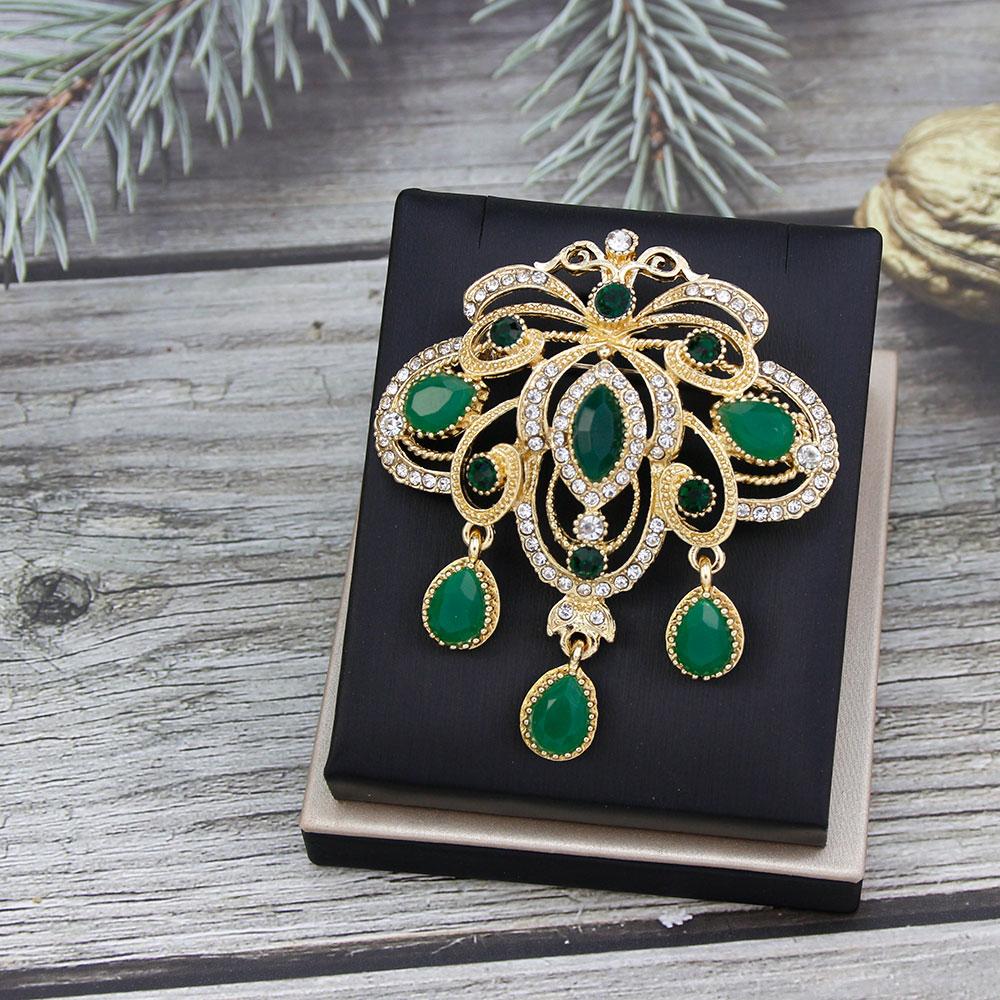 Women's Brooch Gold Crystal Jewelry Brown Brooch Bridal Dress Brooch