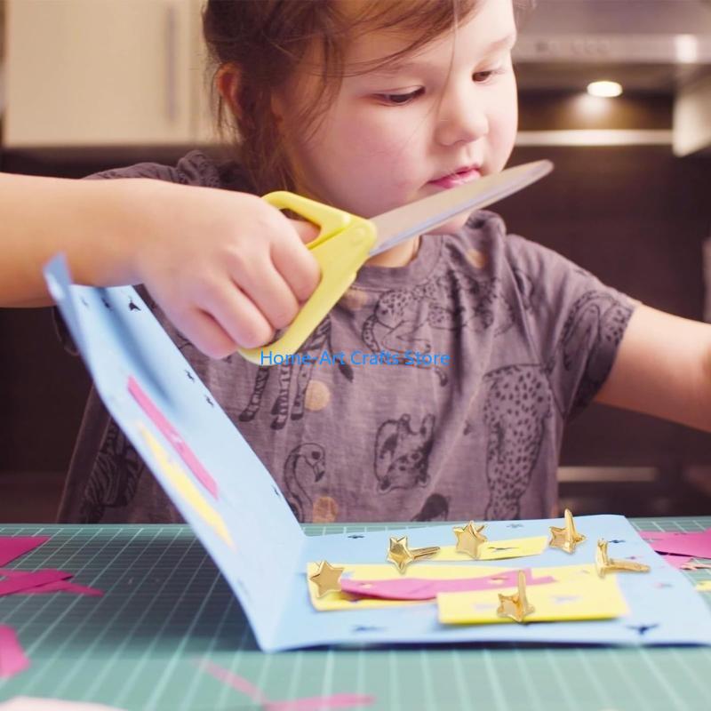 Y3NA Mini Brads Pattern Clips Metal Paper Clasps Split Pins Star Head Clips for DIY
