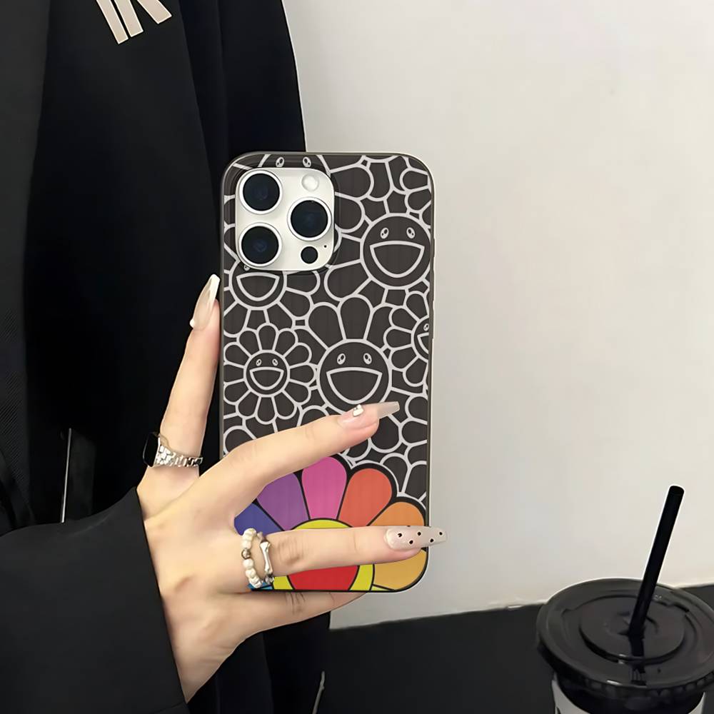 Искусство Японский M-Мураками Художники T-Такаси Для IPhone 17 16 15 13 14 Pro Max Plus Pro Гофрированный Полупрозрачный Задний Чехол для Телефона