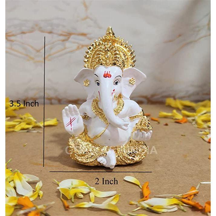 Позолоченная статуэтка Ганеши для приборной панели автомобиля, статуэтка Бога Ганеши для домашнего декора, Ганапати в подарок, для дома, офиса, стола, полок, для подарка на Дивали
