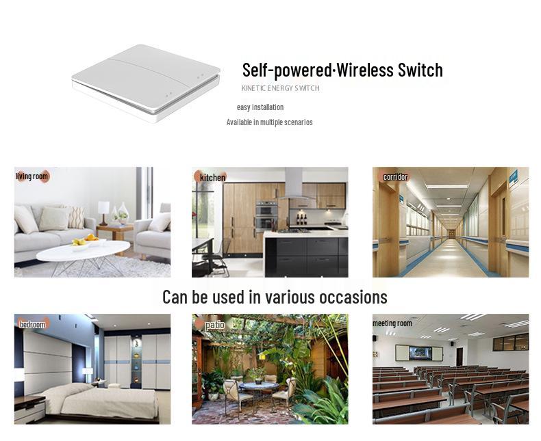 Беспроводной выключатель света с большой кнопкой, самопитанием - Не требует проводки или батареек
