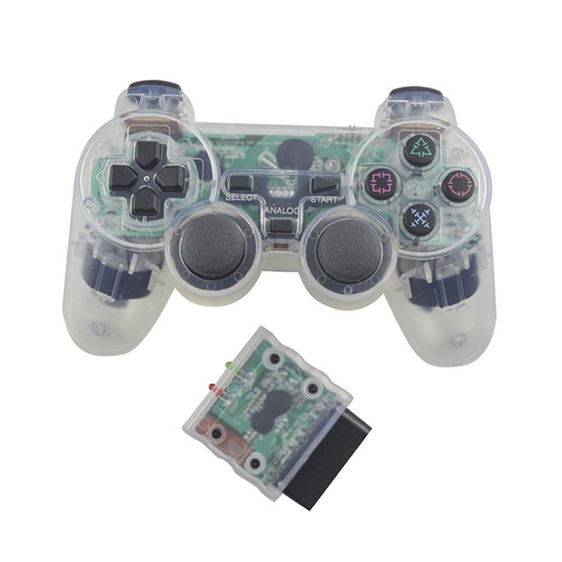 Прозрачный Беспроводной Геймпад для PS2 2.4G Вибрационный Джойстик Bluetooth Контроллер совместимый Для Playstation 2 Джойпад