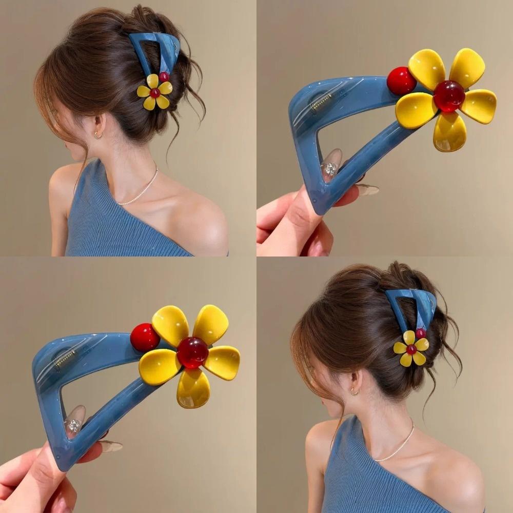 Contrast Tone Triangle Hair Clip Versatile Style Updo Hair Accessories Hollow Hair Clip Daily Wear