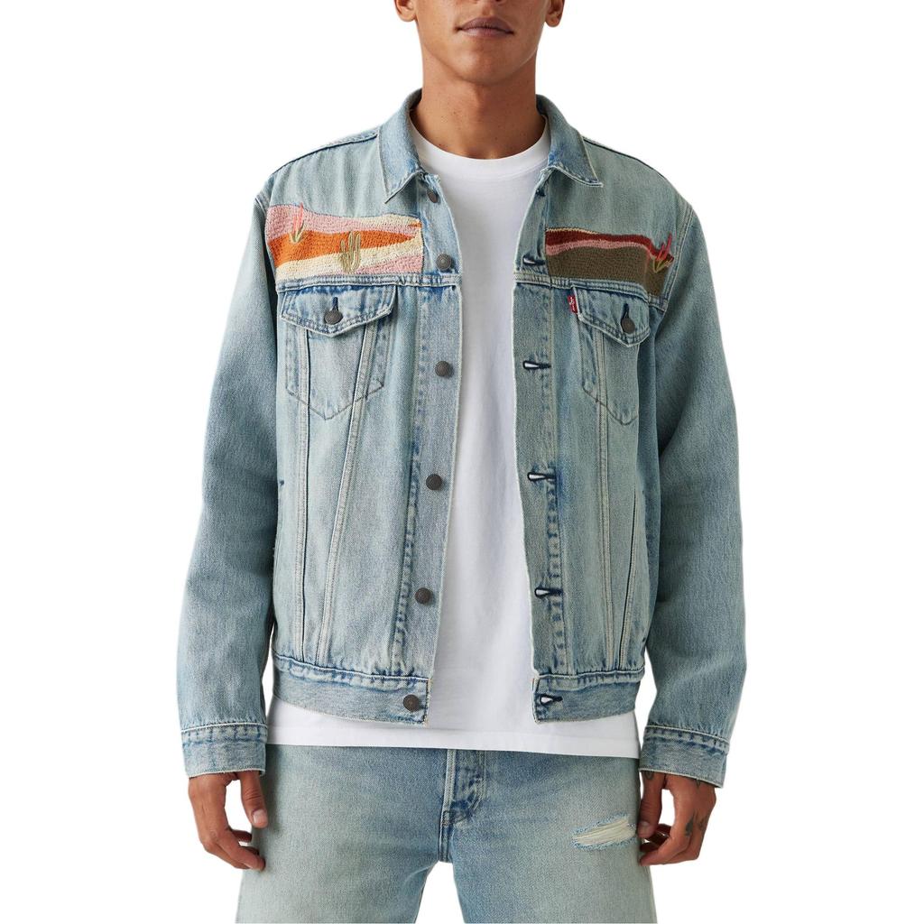 Levis Простой Удобный Классический Универсальный Повседневный Воротник поло Длинный рукав Джинсовая куртка Мужские куртки 72334-0723