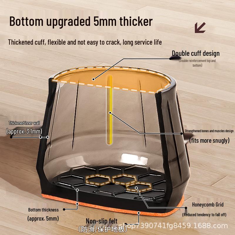 Силиконовые накладки на ножки стульев с фетровыми накладками - Защита мебели и снижение шума