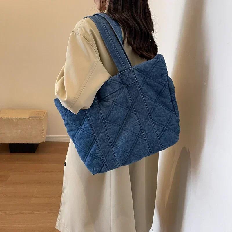 Твердые джинсовые женские сумки большой вместимости, высококачественные повседневные сумки на ремне с застежкой-молнией, повседневные сумки для женщин
