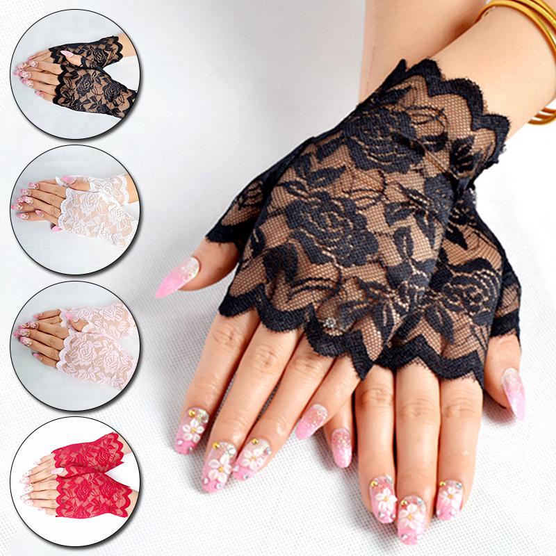 1 Pair Wedding Summer Lace Gloves Women Sun Protection Fingerless Gloves Bride Breathable MIT
