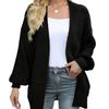 Women Autumn Long Lantern Sleeve Cardigan Sweater Casual Streetwear Fall Tops Coat