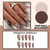 Женские накладные ногти среднего размера с рисунком телесного цвета на акриловых ногтях глянцевые накладные ногти с полным покрытием