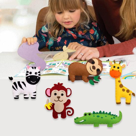 1 комплект, набор детских и швейных игрушек для начинающих, различные мультяшные лесные животные, поделки из фетра своими руками