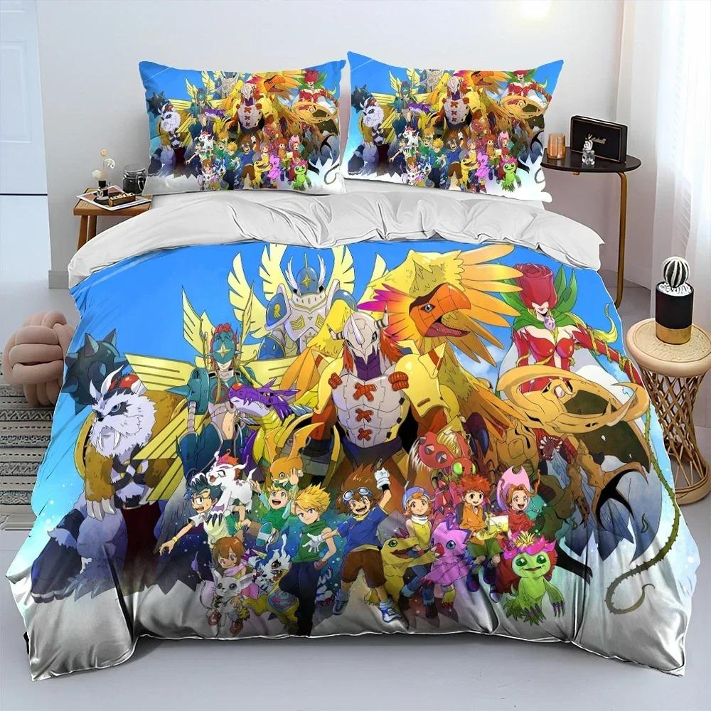Набор постельного белья Digimon Adventure Мультяшные Монстры 3D Печать Подходит для Спальни Комплект с Пододеяльником и Наволочками Детский Домашний Текстиль