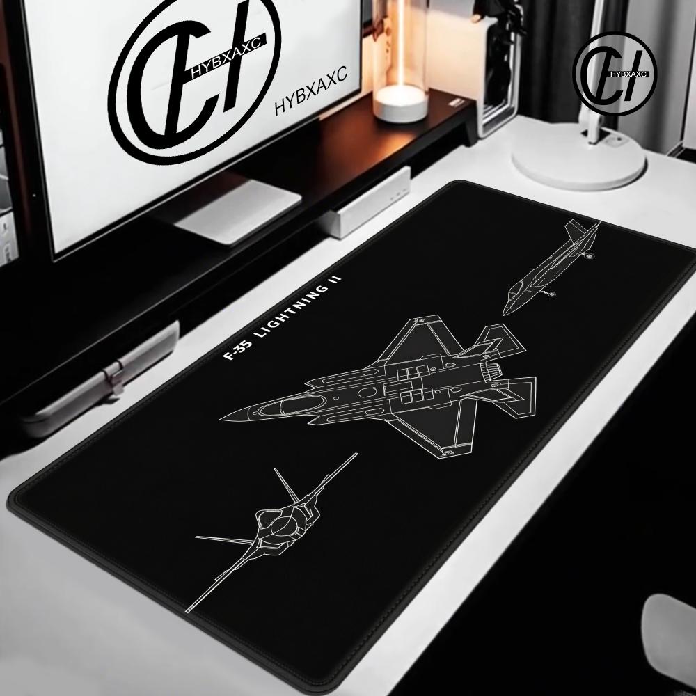 F22 Fighter Jet Blueprint Mouse Pad Large Computer Office Game Table Mat Rubber Antislip Gaming Keyboard Hybxaxc Long Desk Pad