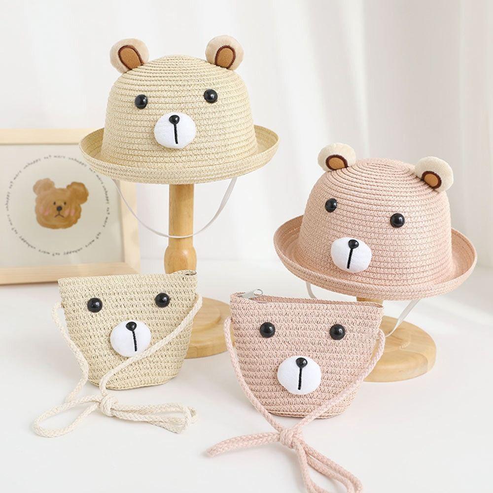 Защита от ультрафиолета Детская шляпа-ведро Милая соломенная шляпа Пляжная кепка для малышей