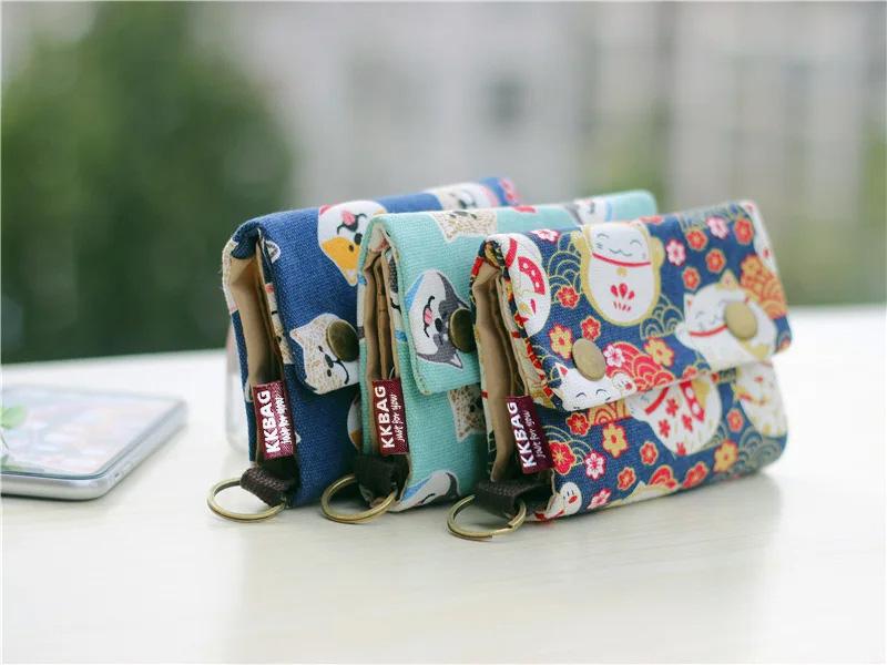 Canvas Cartoon Totoro Cat Printed Dog Women Fold Short Wallet Organizer Cute Mini Money Key Bag Coin Pocket Purse for Children