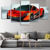 Холст, настенное искусство, 5 шт., картины, оранжевый супер спортивный автомобиль, модульные постеры, картина, домашний декор, принты, современное украшение для гостиной