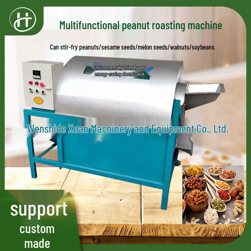 Compact Electric Roller Roasting Machine for Seeds & Nuts (Coal/Wood/Gas Compatible)