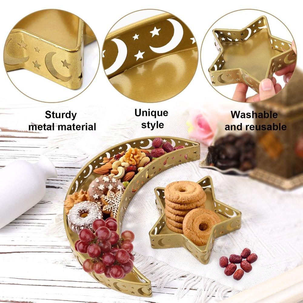 Iron Material Dessert Tray Moon Star Shaped Food Storage Container Dinner Plate Table Decor