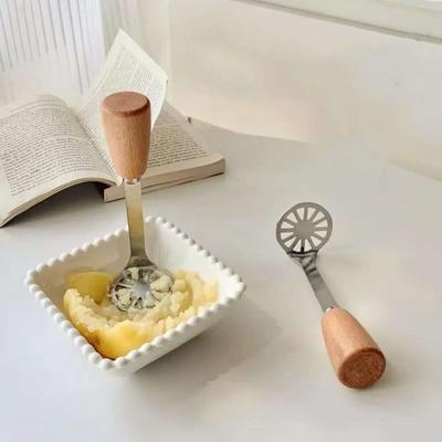 Картофелемялка Деревянная Ручка Утолщенная Нержавеющая Сталь Инструмент для Пюрирования Сладкого Картофеля Пресс Кухонный Креативный Гаджет Ya828