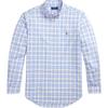 Polo Plaid Logo Button Long Sleeve Shirt Men Shirts Blue 710968937-001
