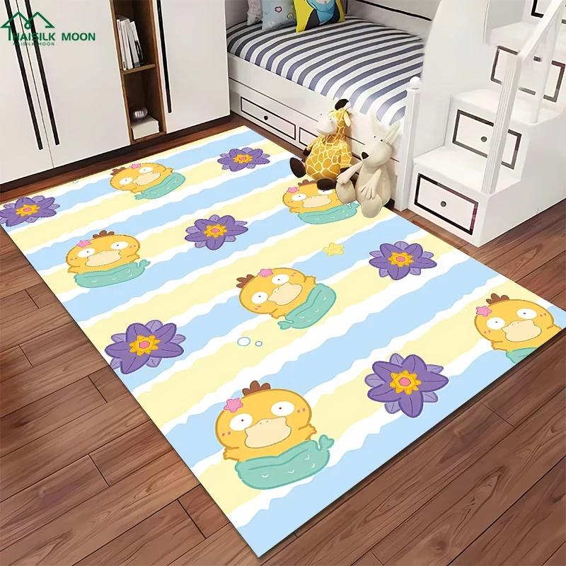 Japanese P0kem0n Theme Psyduck Printed Carpet Rugs for Living Room Bedroom Dining Office Sofa Non-Slip Large Decor Mat Potdemiel