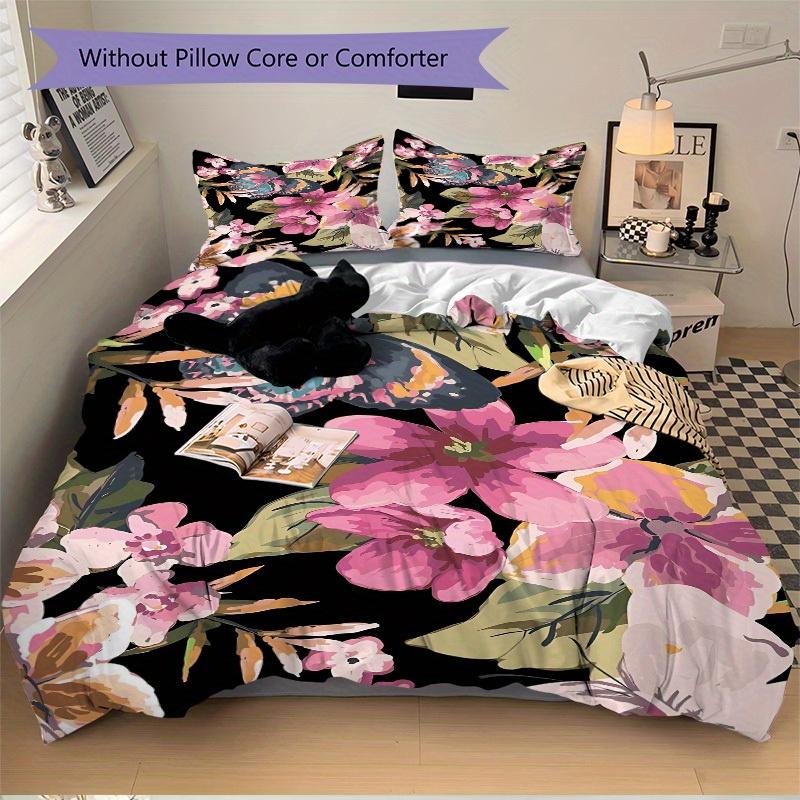 3pcs Floral Pattern Bedding Set, Suitable for Bedroom Decoration, (Includes 1 Duvet Cover And 2 Pillowcases, Quilt Not Included) yy250822136
