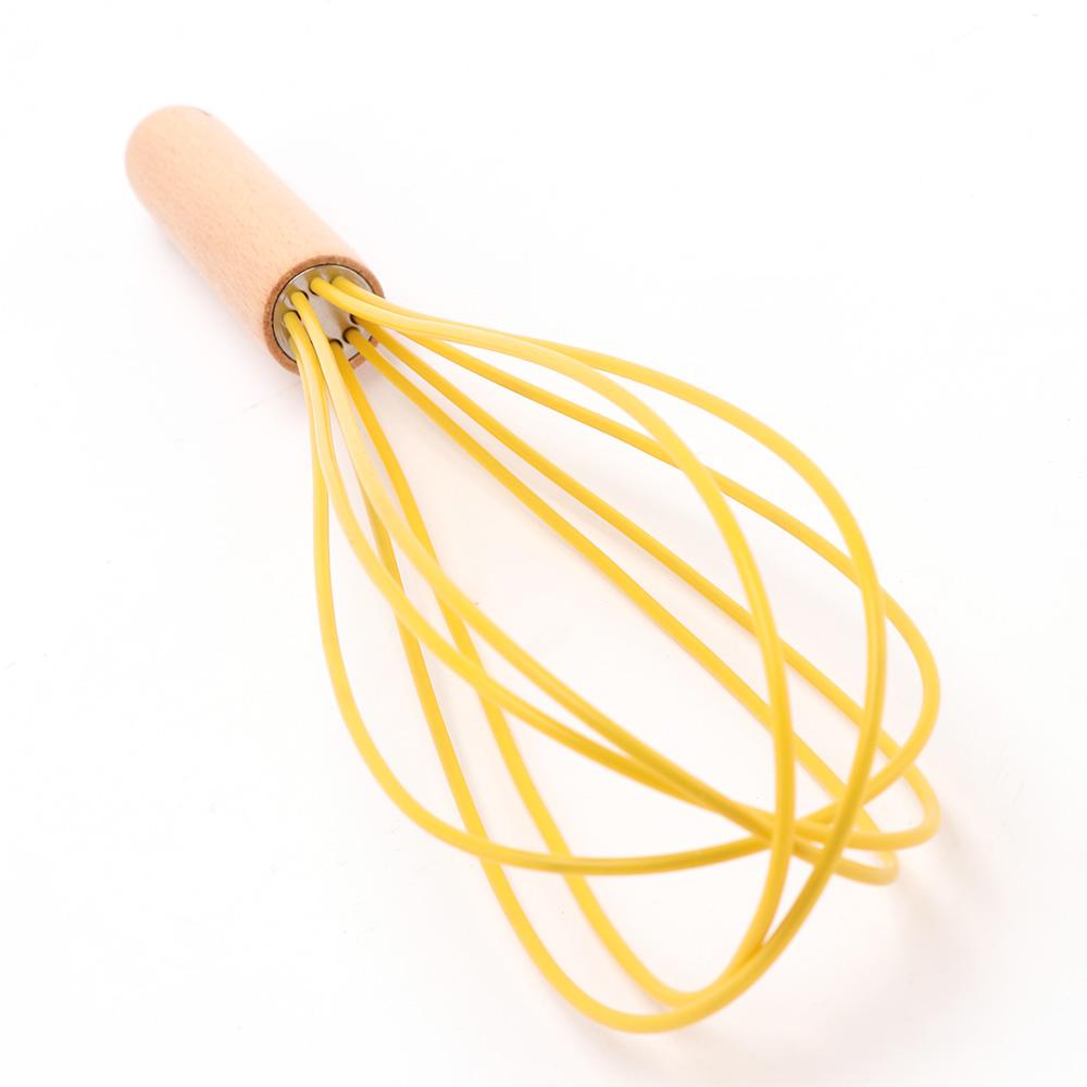 Baking Home Wooden Handle Manual Silicone Cream Stirring Frother Whisk Mixer Blender Egg Beater