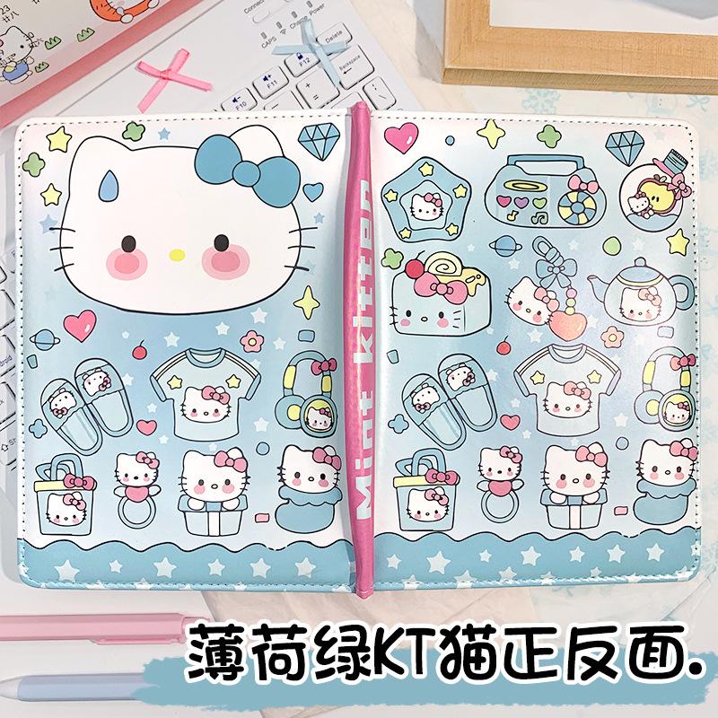 5 шт. Мятно-зеленый HelloKitty A5 Цветные страницы Кожаный блокнот Дневник Милый мультяшный кот Книга Утолщенный блокнот
