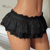Женские трусики-юбки с кружевными треугольными чашечками, с низкой талией, с цветочной вышивкой и оборками, сексуальная одежда для спальни и брачной ночи