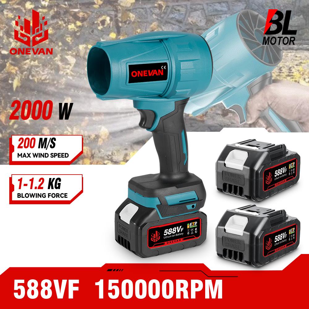 OENVAN 2000W Brushless Electric Air Blower 200M/S Cordless Turbo Blower Dust Snow Sweeper Power Tool for for Makita 18V Battery