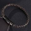 Vintage Style Men Leather Bracelet Black Stainless Steel Button Neutral Accessories Fashion Jewelry Male Gifts