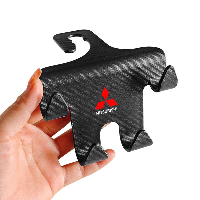 bzhr7 Car Seat Headrest Hook Universal Phone Holder Backseat Organizer For Mitsubishi Outlander Lancer 10 9 ASX RALLIART L200 Sticker