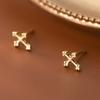 Cute Cross Stud Earrings for Women Girls Teens 925 Silver Geometric Piercing Ear Accessories