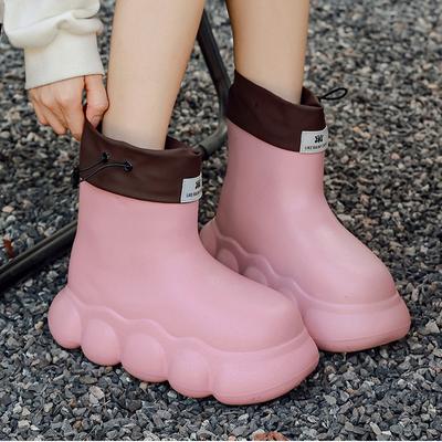 Женские сверхлегкие водонепроницаемые нескользящие сапоги из ЭВА с толстой подошвой, модные зимние плюшевые хлопковые теплые и удобные уличные резиновые сапоги