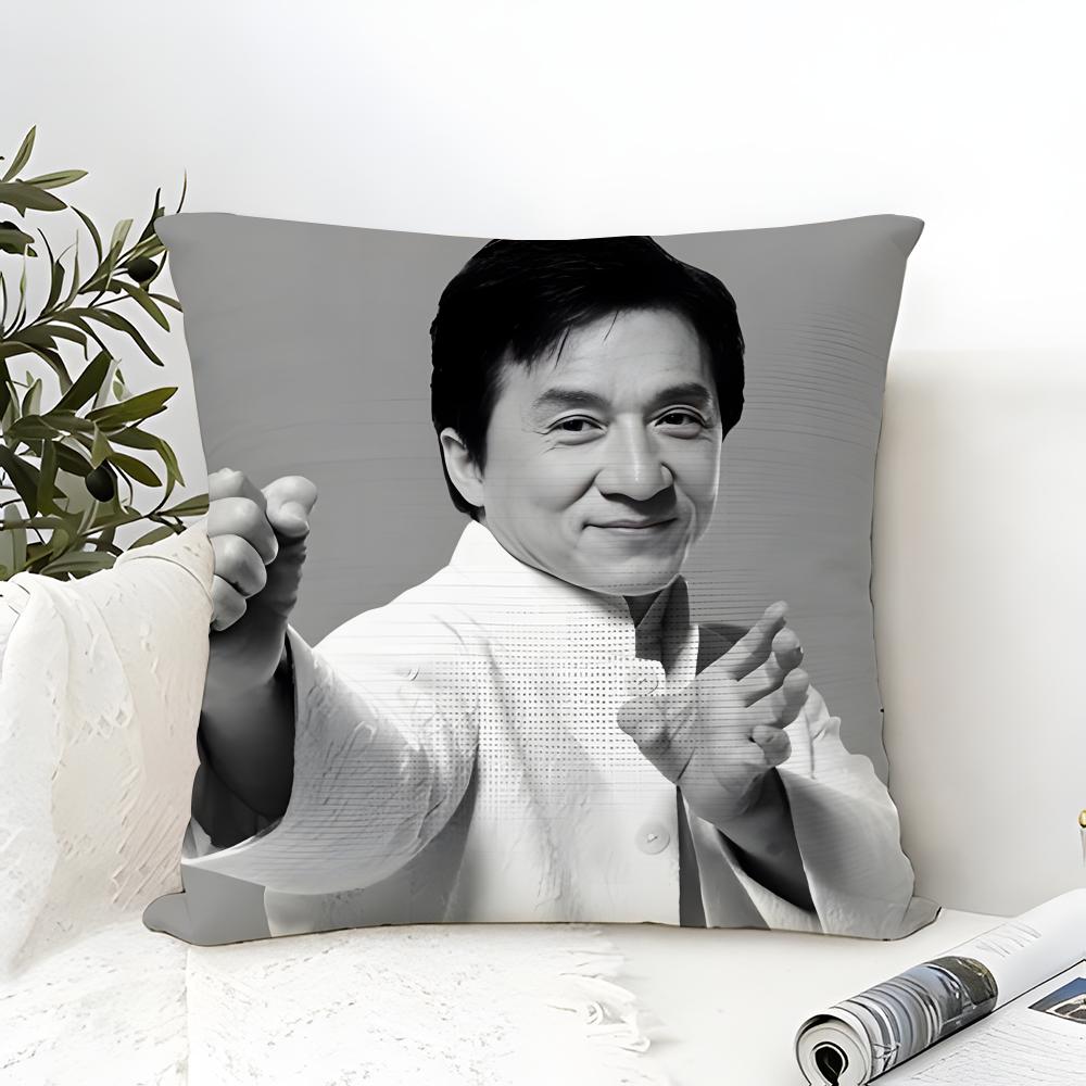 Cool kung fu Jackie Chan Pillow Case Cotton Linen Fabric Square Zipper Pillowcase Home Decorative Living Room