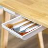 Under Desk Storage Box Invisible Self-Adhesive Type Tray Hidden Table Under Storage Drawers for Pencil Makeup Pen Stationery Box