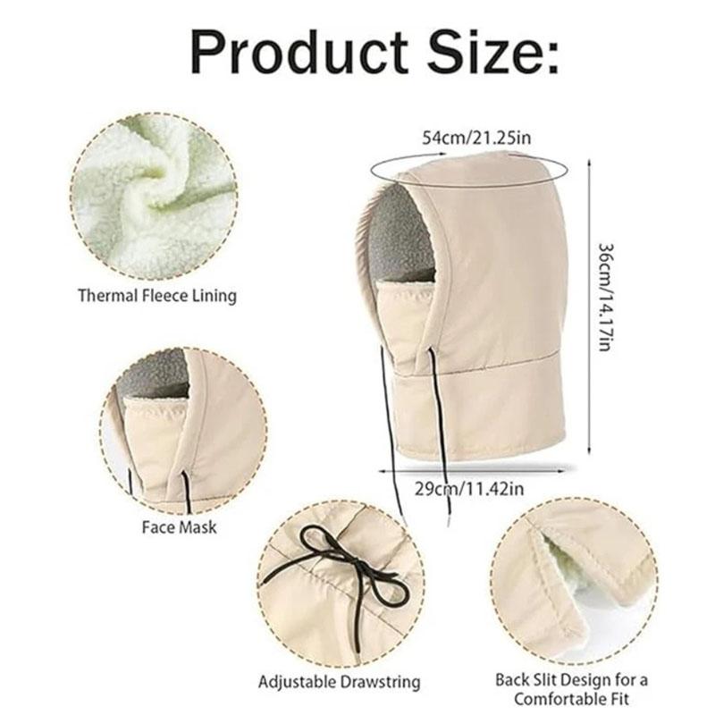 Agriculturi Waterproof Fleece-Lined Hood W/Drawstr,Keep Head,Neck Warm