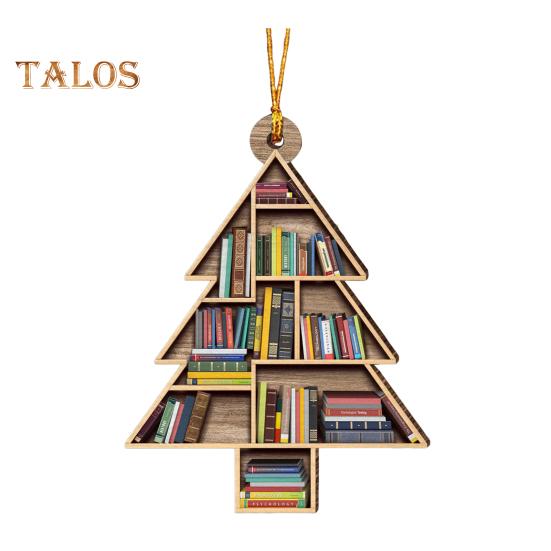 Книжная полка рождественские украшения 2D плоские акриловые книжный магазин украшение рождественская елка подвесное украшение для любителей книг подарки
