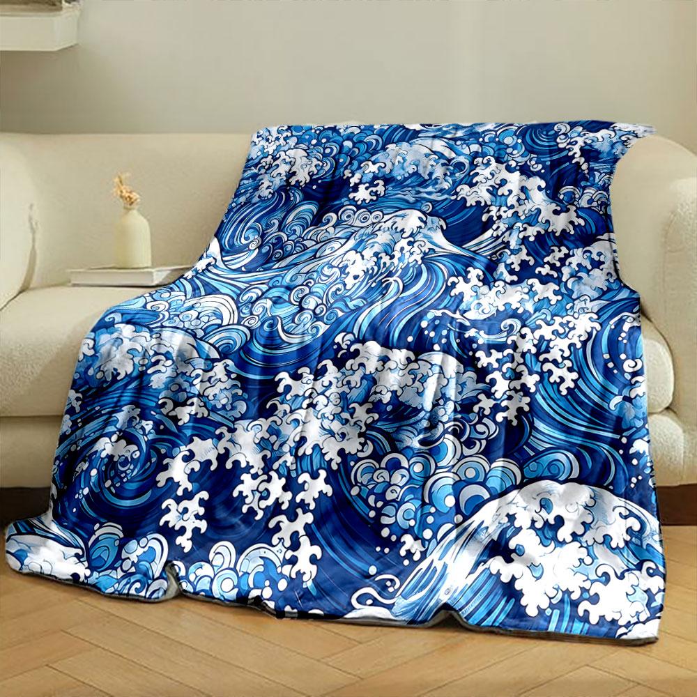 Abstract Ocean Waves Pattern print blanket soft and cozy perfect for the living room bed sofa or a nap,gift