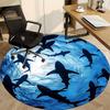 1PC Shark Swarm Office Round Area Rug, Mat Suitable For Office, Under Office Chairs Bedroom Living Room Home Decor, Room Deco