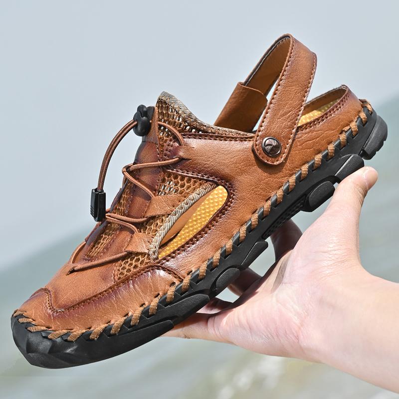 Fashion Fashionable Summer Large Size Hollow Breathable Beach Sandals Trendy Jacket Casual Online Shoes Men's Slippers Rubber Sole