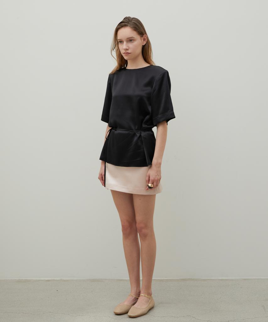 Bundak Saints Wool Silk Mini Skirt Sheer Pink